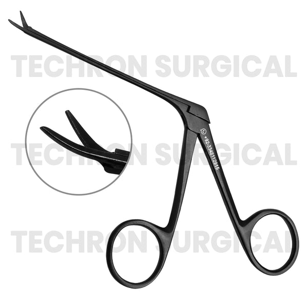 Bellucci Micro Ear Scissors Black Teflon Coated Curved Left 7.5cm